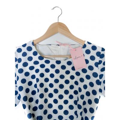 Sukienka Tiger Model - lata 60-te, niebieska, biała, coham vintage sklep, online second hand