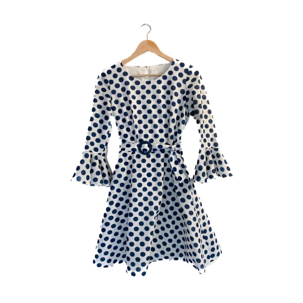 Sukienka Tiger Model - lata 60-te, niebieska, biała, coham vintage sklep, online second hand