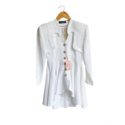 Marynarka Exclusive Eric Andres Paris, biała, długa, złote guziki, coham vintage sklep online